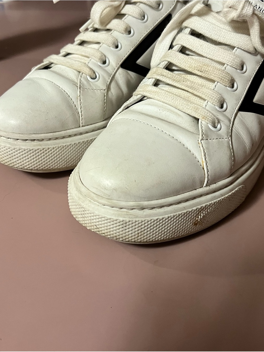 Prada Milano Women’s White Leather Sneakers with Black Accent - Picture 3 of 7